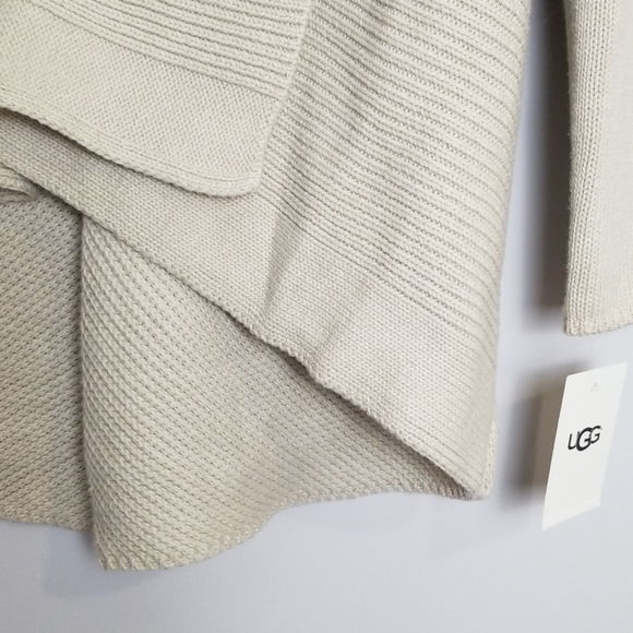 UGG Shawl Collar Ribbed Cardigan Cream Heather - Picture 5 of 8